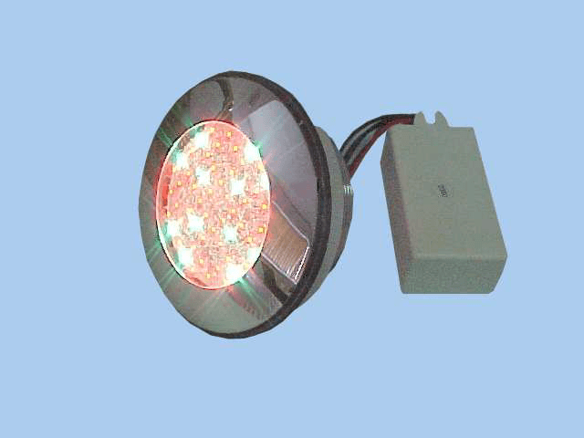 Chrom-LED-Lampe mit Transformator 220V / 12V DC