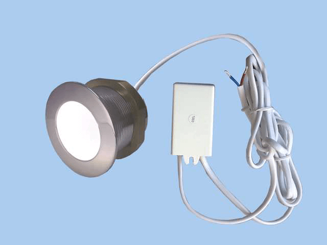 LED-Lampe mit Transformator 220 / 12V DC Warmweiß Farbe Edelstahl